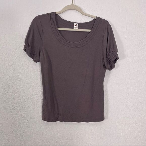 Peruvian Connection Light Purple Scoop Neck Short Sleeve Top - Picture 1 of 4